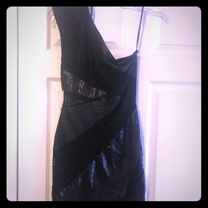 Black one shoulder party dress